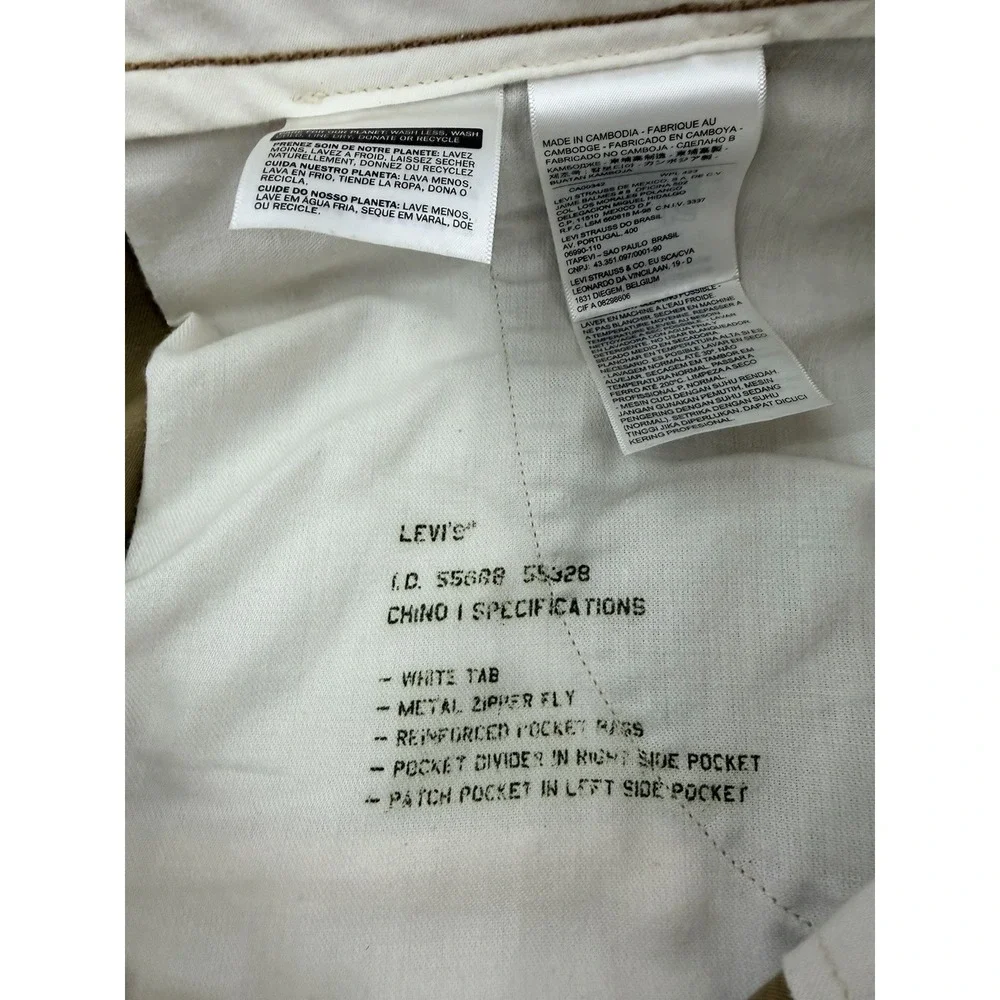 Levi Strauss & Co Mens Khaki Chino Pants Straight Leg, White Tab,‎ 55688, 32x32